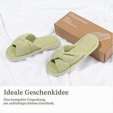 Жіночі капці Chantomoo з ефектом пам'яті (Memory Foam), відкриті пальці, вельветові домашні та ванні капці, протиковзкі та комфортні, колір зелений, розмір 37/38 EU