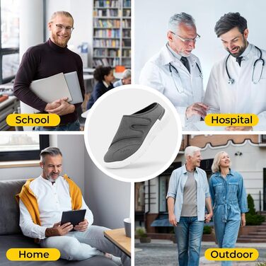 Чоловічі домашні капці-сліпери FitVille для літніх людей, екстра-широкі, з застібкою-липучкою, реабілітаційне взуття (розмір 42 EU, сірі)