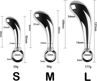 Анальний масажер JXszxbt з нержавіючої сталі (S, M, L) з кільцем для фіксації. Стимулятор G-точки, масажер простати, ануса. Іграшка для дорослих для жінок, чоловіків, пар.