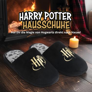 Чоловічі зимові капці Harry Potter від United Labels, чорні, м'які та теплі тапочки-сліпери, розмір 42/43 EU