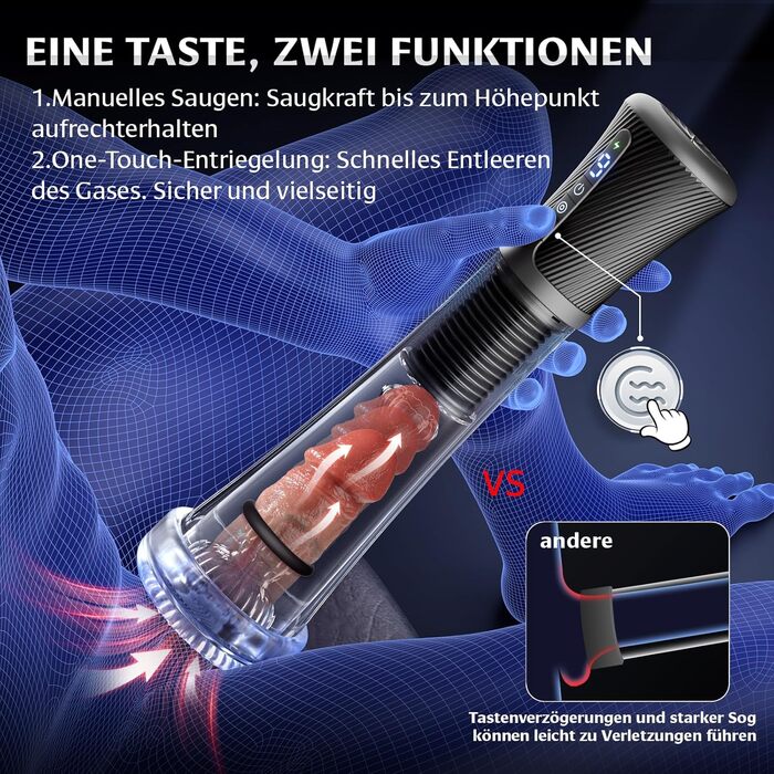 Електричний секс-іграшка для чоловіків Gobeken: вібрація, вакуум, керування через додаток, мастурбатор, пеніспампуватор, 2 лінійки