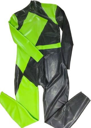 Боді з латексу для чоловіків VIYOLI, чоловічий латексний костюм, дизайн з блоками кольорів, індивідуальний колір чорний та червоний L