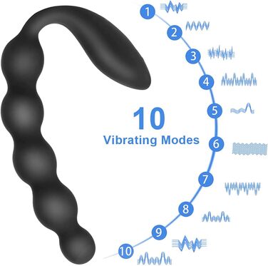 Анальний вібратор LZMYZ з 10 режимами вібрації, 2 мотори, перлини для масажу простати, для чоловіків, жінок та пар