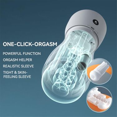 Електричний мастурбатор для чоловіків з 10 вібраціями, 4 режимами всмоктування та функцією нагріву. Чорний колір.