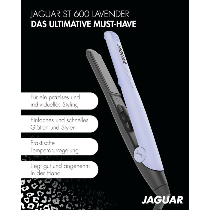 Професійний випрямляч для волосся JAGUAR ST600 Black з регулюванням температури та підпружиненими пластинами для випрямлення та завивки
