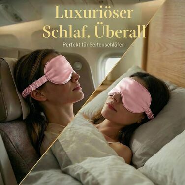Шовкова маска для сну MATASSE 3D з натурального шовку Mulberry 22 момме (клас 6A) з контурними вирізами для очей, італійський дизайн, колір: шампань (рожевий), унісекс
