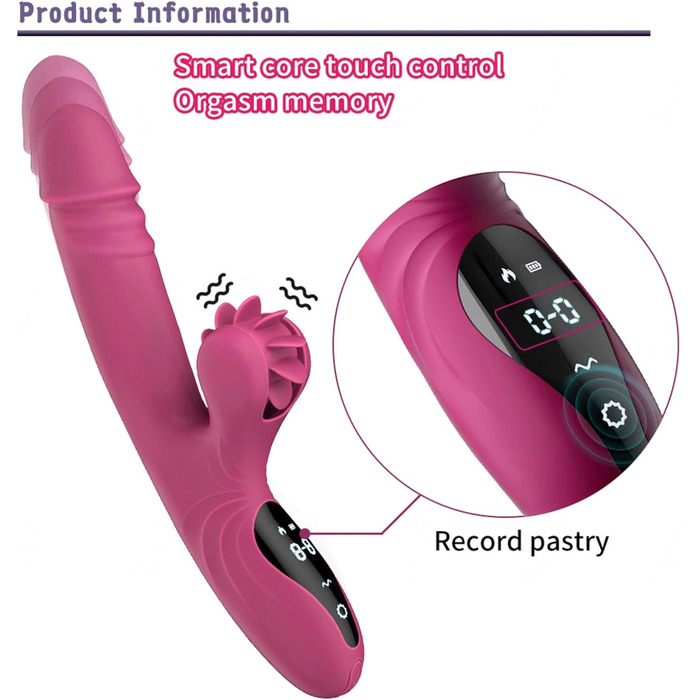 Вібратор для жінок з 9 функціями та підігрівом: Rabbit, стимуляція G-точки, фіолетовий