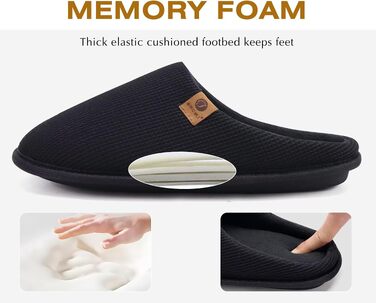 Чоловічі домашні капці ONCAI з ефектом пам'яті Memory Foam, з підкладкою зі штучного хутра та гумовою підошвою, чорні, розмір 46 EU