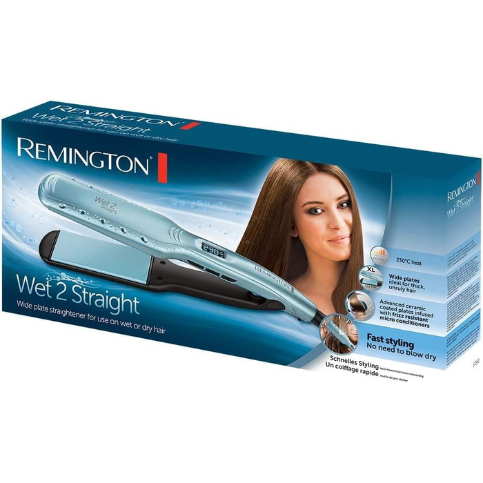 Випрямляч для волосся Remington Wet2Straight S7350 для вологого та сухого волосся, широкі пластини, LCD-дисплей, 140-230°C, бірюзовий