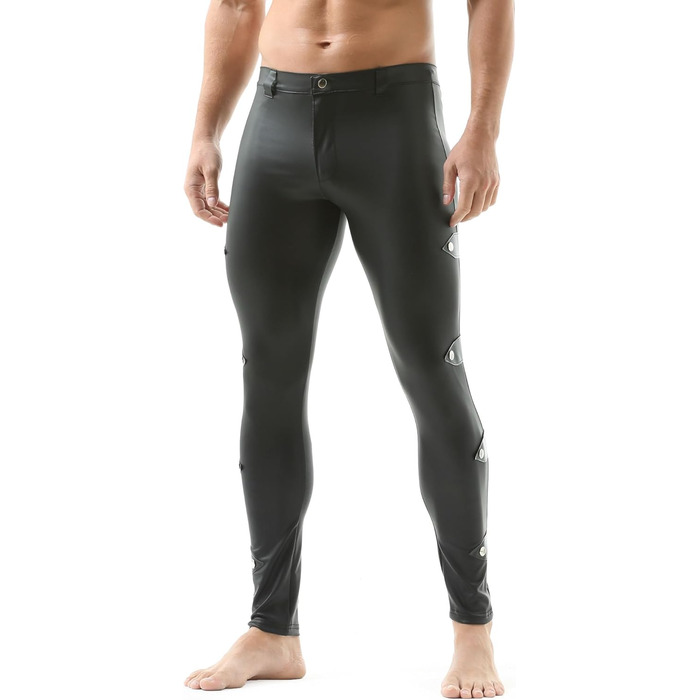 Чорні лосини з ефектом лакованого шкіряного покриття для чоловіків QiaTi, розмір XXL