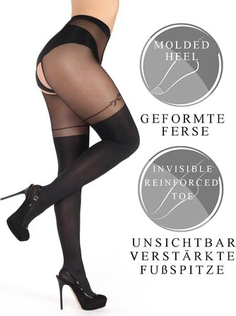 Чулки BANANALU 20 Den Overknee з відкритим кроком, XL, Чорний (3 шт.)