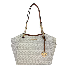 Жіноча сумка-шопер Michael Kors Jet Set Large Tote з кнопним кишенею, колір Vanille