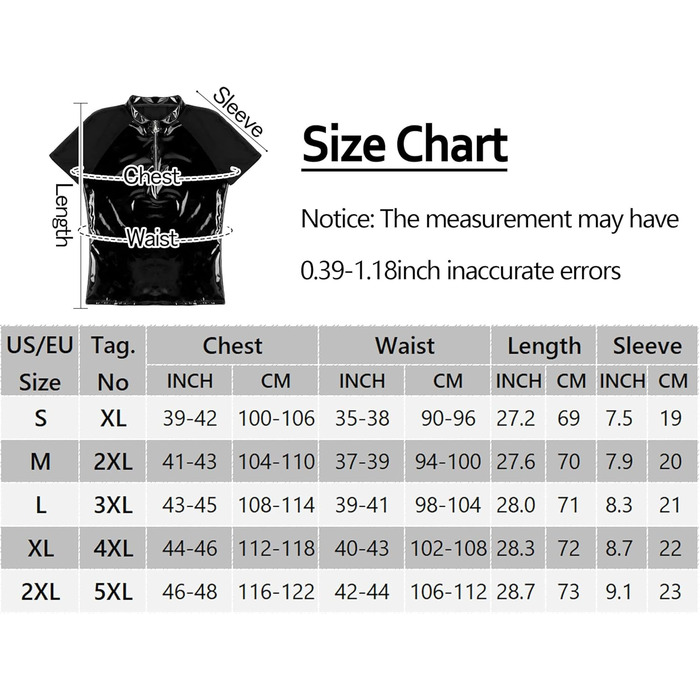 Чоловіча сорочка з лакованої шкіри, Wetlook, коротка, чорна - AIEOE