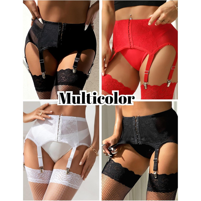 Гіртер (стрінг) з широким поясом Comeondear для жінок, розмір M-L, чорний. Комплект спідньої білизни з мереживом, 6 регульованих кліпсів, для пишних жінок, висока талія.