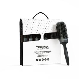 Набір професійних термощіток Termix Evolution Plus з керамічним покриттям для густого та жорсткого волосся (5 шт.), чорний/сірий