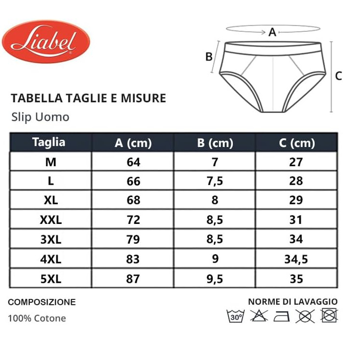 Слип/Боксер Liabel для чоловіків з натуральної бавовни, 3XL, 6 шт. в упаковці, чорний (Art. 959)