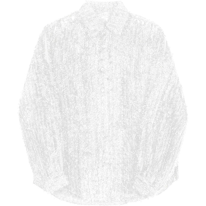 Чоловіча сітчаста сорочка Foweknow з паєтками, прозора, довгі рукави, для клубів, біла