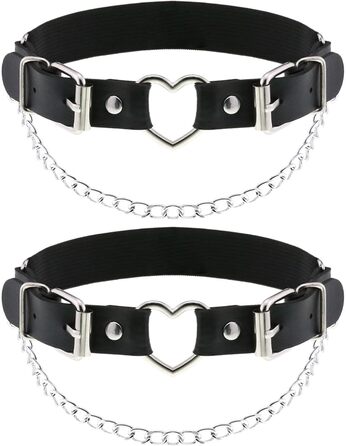 Чорні шкіряні гетри-стрінги з серцем та ланцюжком, регульовані, для косплею, вечірок, рокерського стилю, для жінок