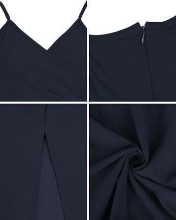 Сукня вечірня Missufe коктейльна довга, блакитна (Navy Blue) з розрізом, на бретелях, обгортка, для вечірок та весіль