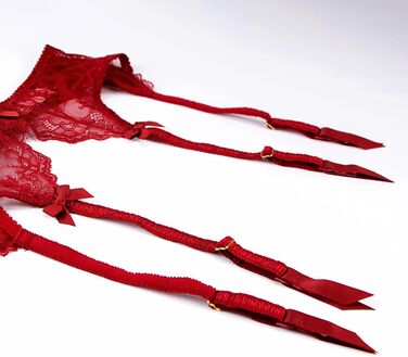 Сексуальний жіночий стрінг з мережива, пояс-стрінг з 4 ремінцями, металевий кліп для панчіх та спідньої білизни, чорний+білий+рожевий (червоний, S)