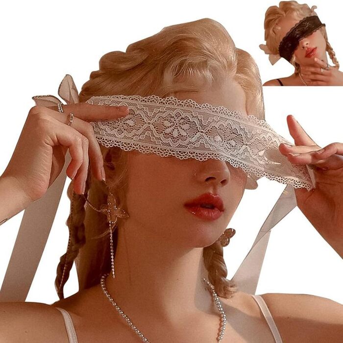 Маска на очі з мережива для жінок, сексуальна маска для маскараду, вечірки, балу, танців, Хелловіну, карнавалу, косплею, аксесуари, чорний + білий, мереживо для очей 7