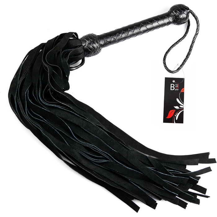 Чорна гертка для SM/BDSM з 36 ременями, 75 см, ручної роботи з 100% шкіри, Bondage