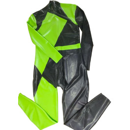 Боді з латексу для чоловіків VIYOLI, чоловічий латексний костюм, дизайн з блоками кольорів, індивідуальний колір чорний та червоний L