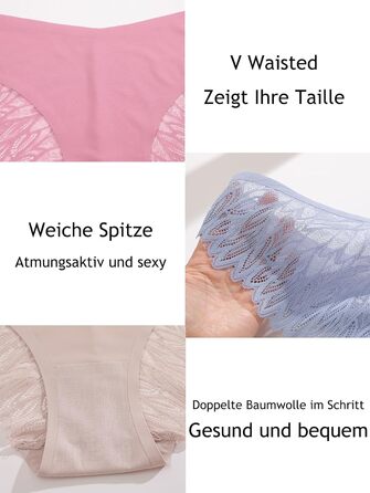 Набір трусиків FINETOO Seamess Sips: 6 шт. мереживні трусики, трусики-хіпстері, V-подібний вигин, S-X (C-6er, XL)