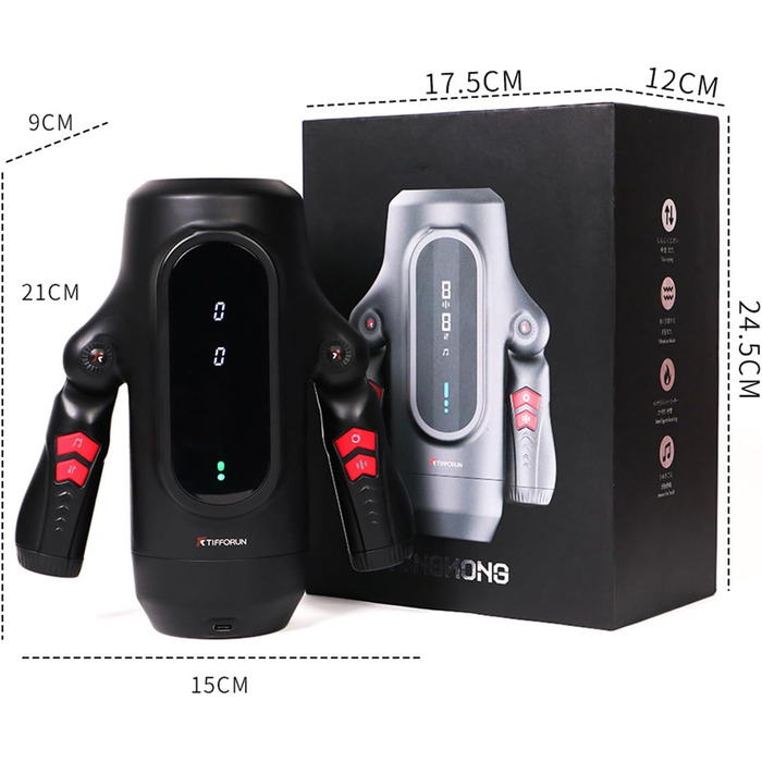 Електричний мастурбатор для чоловіків з LCD-дисплеєм, 9 режимів насосу та 5 режимів вібрації