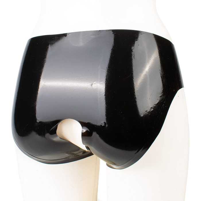 Латексний сліп з кроком (відкритий) - Rubberfashion, чорний, 0.4 мм, для жінок та чоловіків