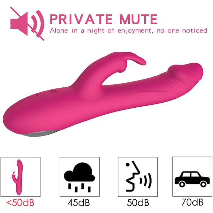 Масажер силіконовий для тіла та інтимної зони, вібраційний, 10 режимів, 3 функції, Rabbit Dildo, для жінок та пар (фіолетовий)