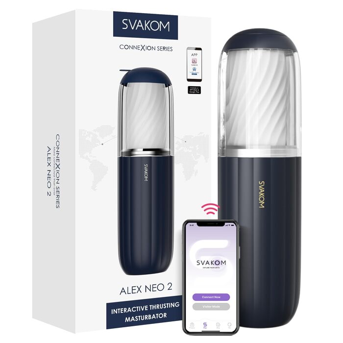 SVAKOM Alex Neo 2 - Електричний мастурбатор для чоловіків з 7 режимами та функцією масажу, преміум-якість