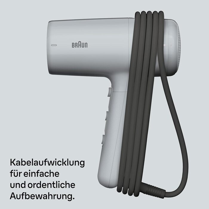 Фен для волосся Braun Haartrockner HD4.2 (BRHD235E) з дифузором та вузьким соплом, технологія Super IONTEC, 2100 Вт, 3 режими температури та швидкості, чорно-сірий