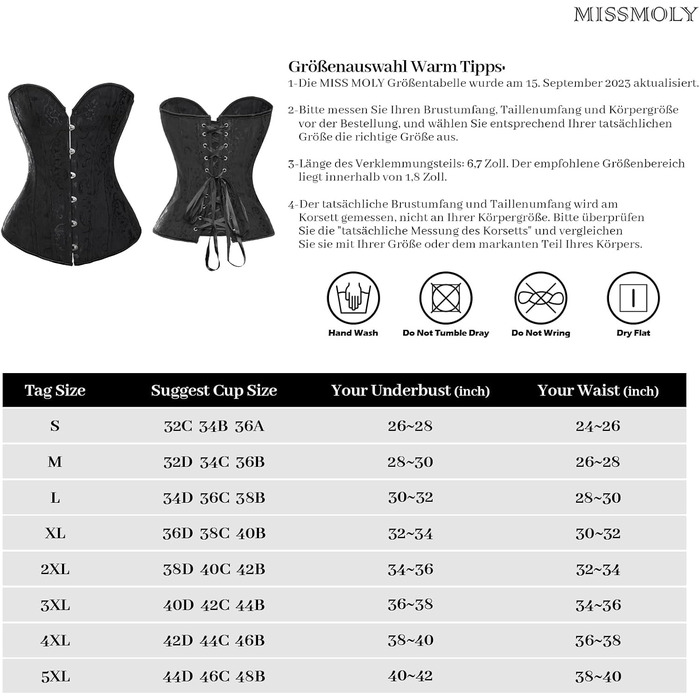 Корсет жіночий Miss Moly вінтажний, повний бюст, класичні кольори, мереживо, бант, з принтом G-string, чорний