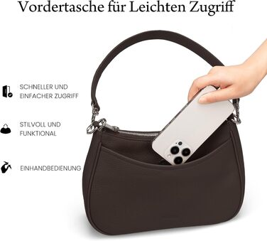 Жіноча сумка через плече befen з натуральної шкіри, маленька елегантна сумка-хобо з RFID-захистом та двома ременями, колір кавовий