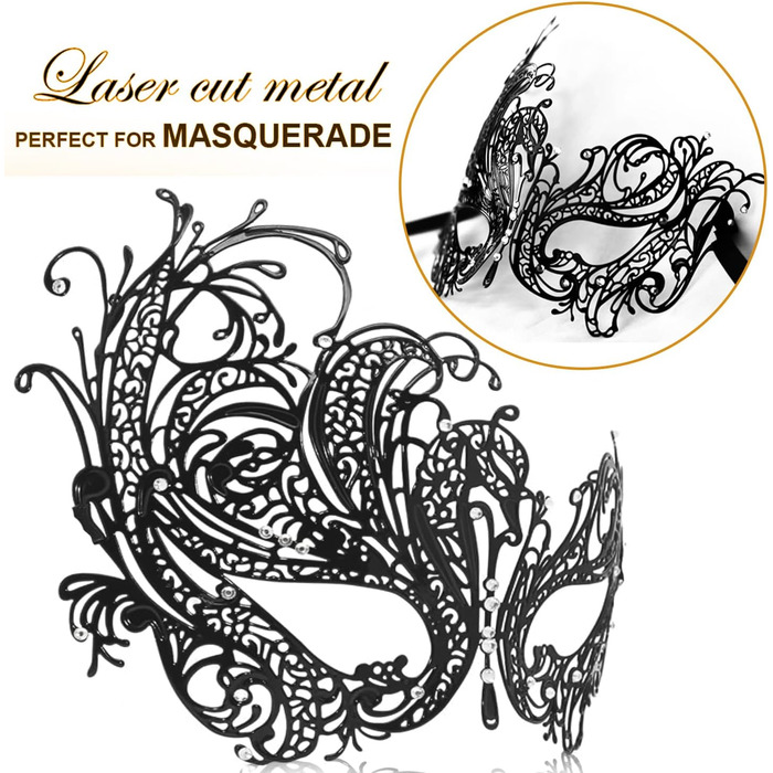 Маскарадні маски для жінок та чоловіків, пара, венеціанська маска, римсько-грецька маска для Хелловіну, костюм, вечірка, бал Black Phoenix Set