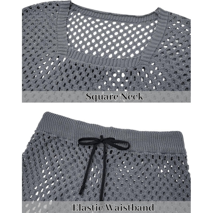 Костюм-сет чоловічий AIEOE з сітки (короткі шорти та сорочка), сірий, розмір 3XL