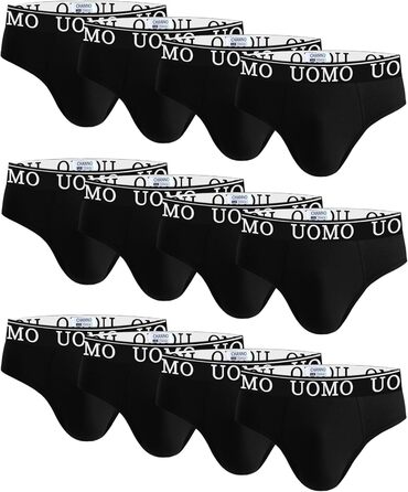 Чоловіча бавовняна білизна Channo: 12 шт. труси з м'якою поверхнею для комфорту, чорний (L)