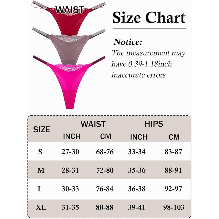 Сексуальні жіночі танга з мереживом та стразами AIEOE - танга T-string (Фосфор Рожевий, Розмір L)