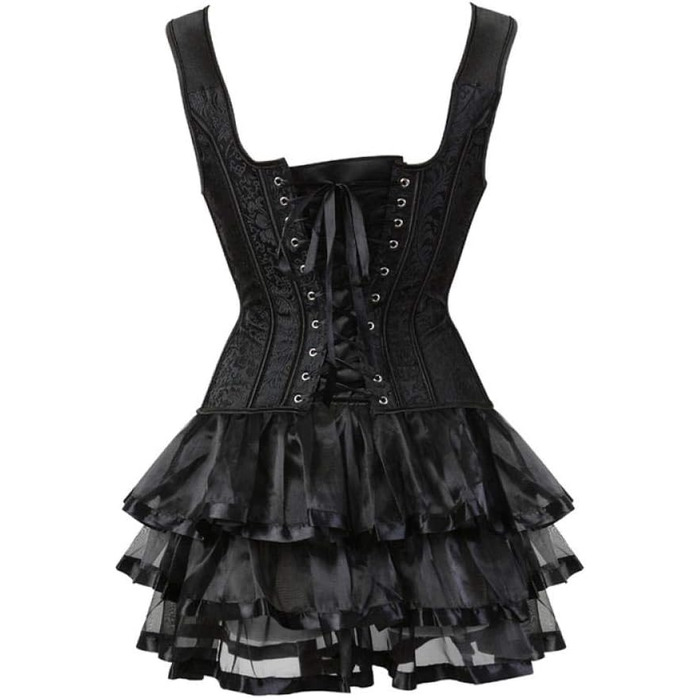 Жіноча спідня білизна: Сетічний корсет-топ та бюстгальтер у стилі стимпанк з шнурівкою та блискавкою, з спідницею, ретро-жилет, готичний корсет Overbust, сукня XXL