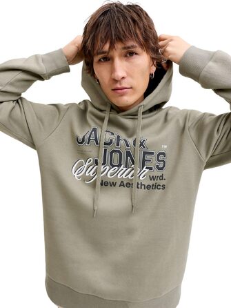 Чоловічий худі з капюшоном JACK & JONES Mae Logo Hoodie (розмір S, колір Vetiver)