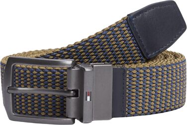 Чоловічий ремінь Tommy Hilfiger Denton Elastic Rev (AM0AM14574) двосторонній, еластичний, колір Khaki Platinum Olive, розмір 85