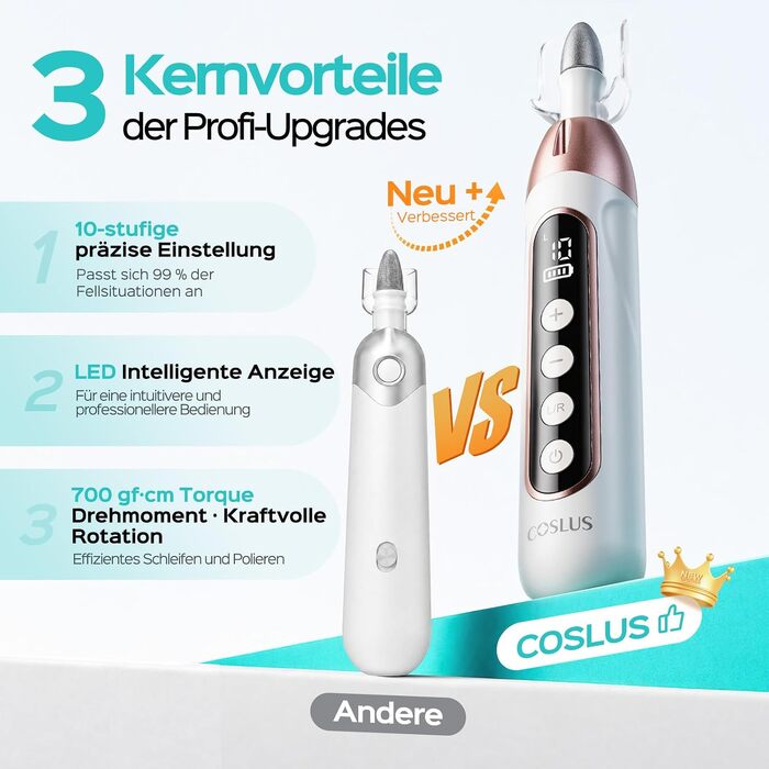 Акумуляторний електричний апарат для манікюру та педикюру COSLUS C60, 45000 об/хв для гель-нігтів (Рожеве золото та Білий)