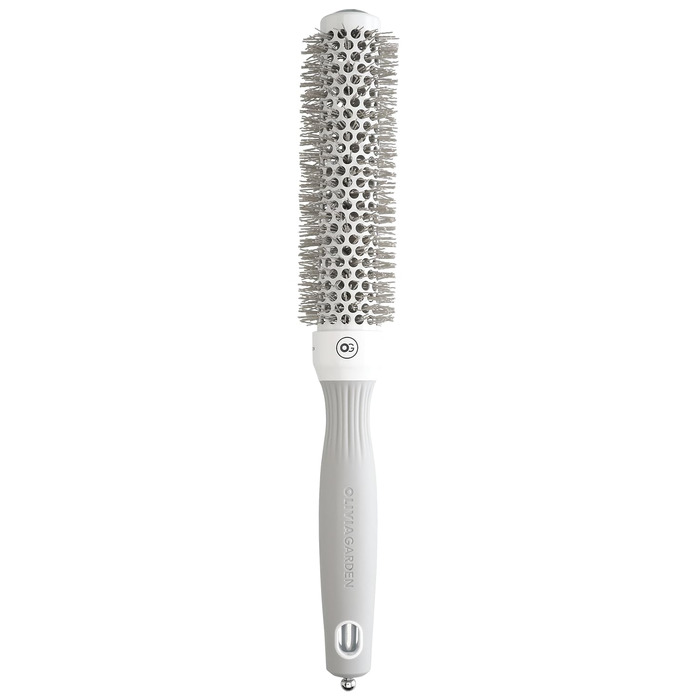 Керамічна кругла щітка для волосся Olivia Garden Expert Blowout Speed 25 мм, біло-сіра — для швидкого створення об'єму та укладки