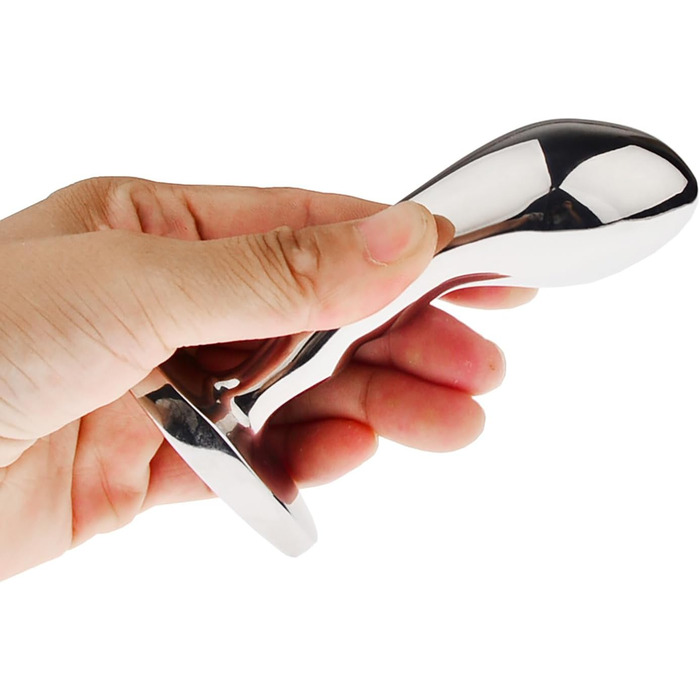 Анальний дildo з нержавіючої сталі з безпечною основою (L) - масажер простати, секс-іграшка для чоловіків та жінок