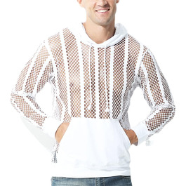 Чоловіча сітчаста сорочка з довгим рукавом, прозора, для вечірок та клубів