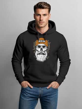 Чоловічий худі Neverless Moin Skull з принтом черепа, компаса та вітрози, чорний, розмір L