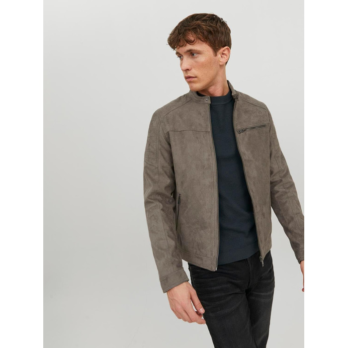 Чоловіча куртка-бомбер Jack & Jones Mae з еко-замші, колір Falcon