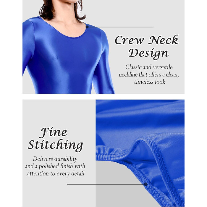 Чоловічий боді з довгими рукавами AIEOE, блискучий, з довгими рукавами, для плавання, XL