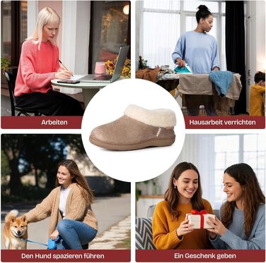 Жіночі зимові капці EverFoams з ефектом пам'яті (Memory Foam), теплі плюшеві та протиковзкі, колір Taupe, розмір 42/43 EU